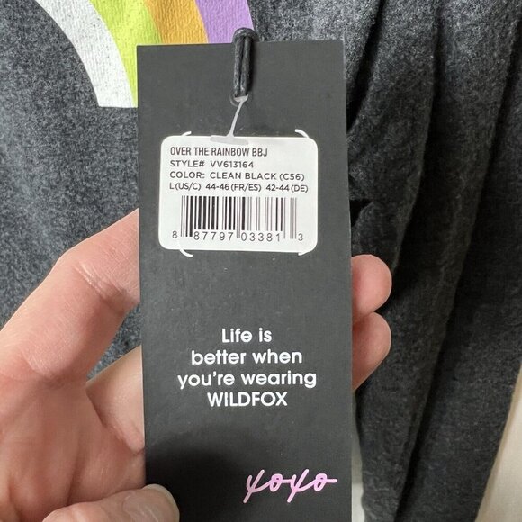 Wildfox Sweatshirt‎ Women’s Large Over The Rain Black Rainbow Long Sleeves NWT - Picture 7 of 9